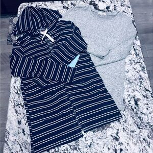 Copper Key Striped Hoodie Cardigan and Gray Sweater